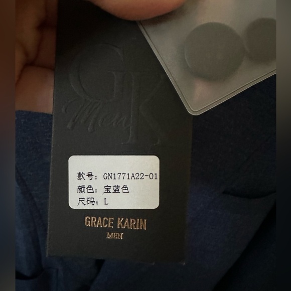 NWT-Grace Karin Men’s Blazer Blue Size 40L (L) - Picture 4 of 8